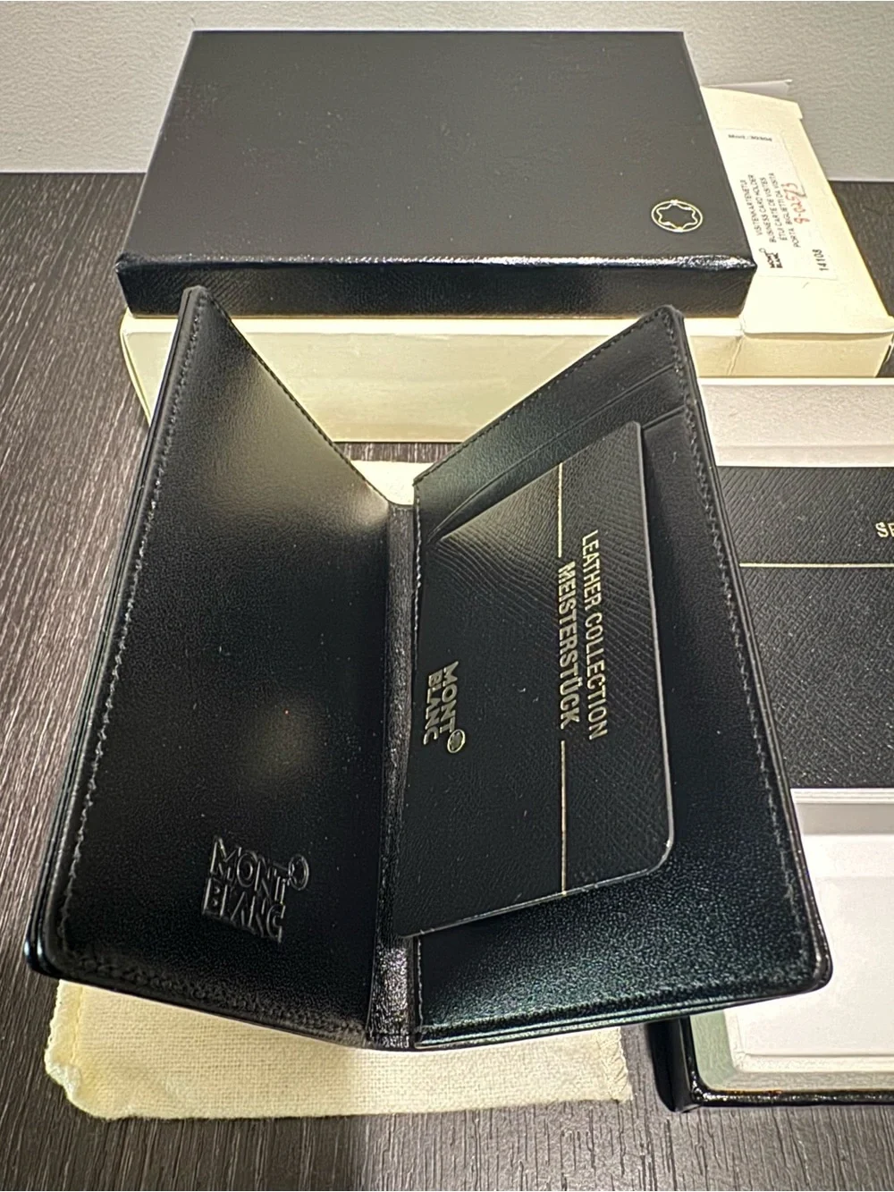 New Mont Blanc Business Card Holder Meisterstuc Black Leather